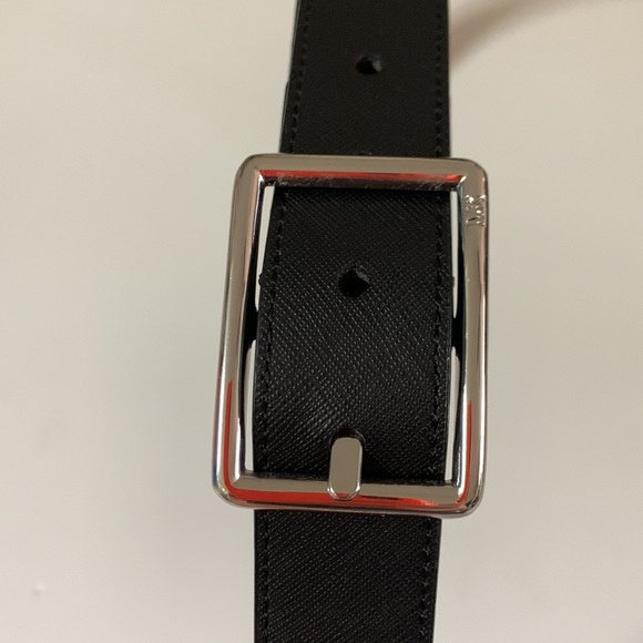 NWT Michael Kors 31MM Swivel RVS rectangle buckle leather Belt black size multi - Picture 4 of 9